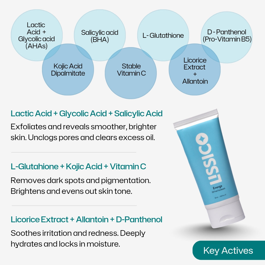 Energe Oil-Free Facewash | Gentle Cleanser for Oily Skin Lissico Lissico Skin Care Energe Oil-Free Facewash | Gentle Cleanser for Oily Skin Lissico Lissico Skin Care